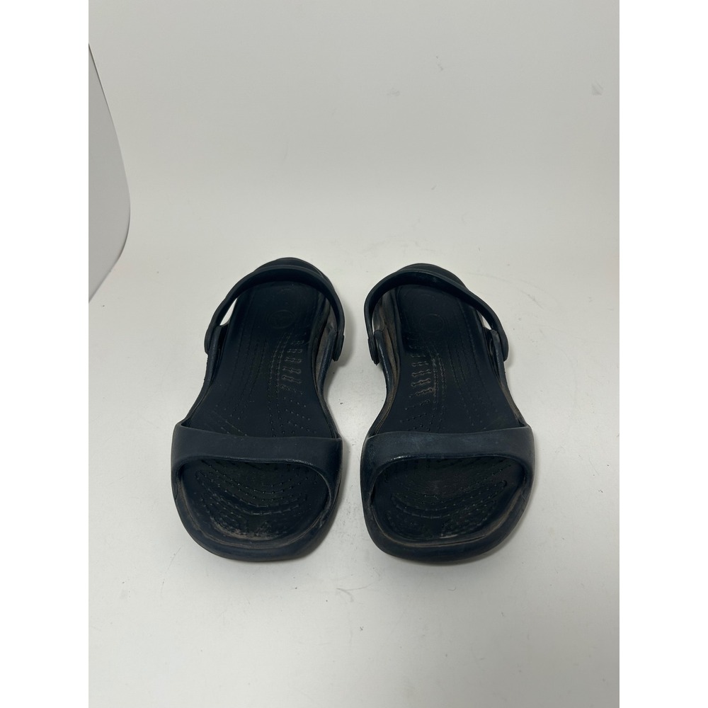 Crocs Cleo Black Dual Strap Comfort Sandals Womens Size 8 Slip On Shoes